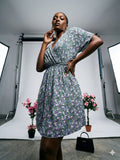 Ditsy Floral V-Neck Wrap Dress