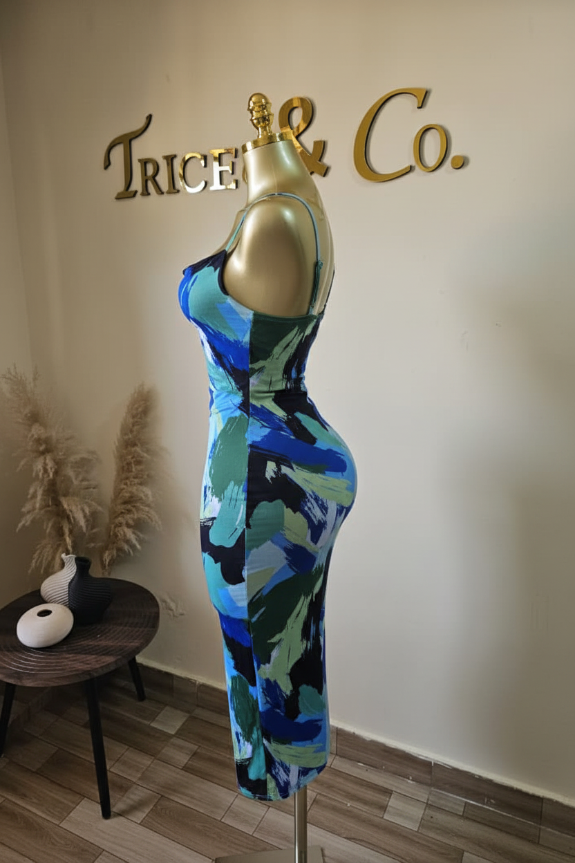 Abstract Brushstroke Dress - Side View