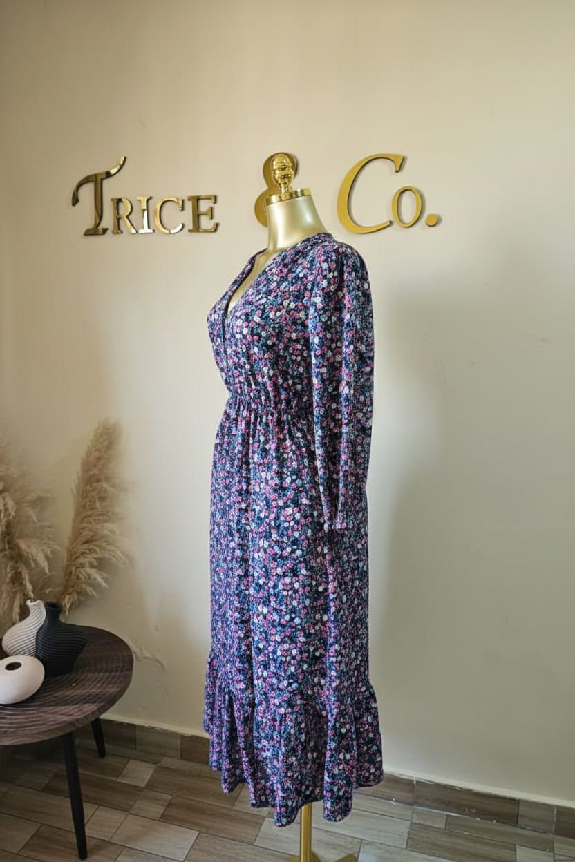Sun Split Floral Dress - Side View
