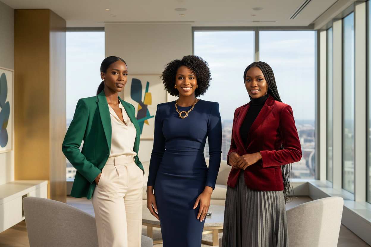 Three Black Ladies in Office Wear